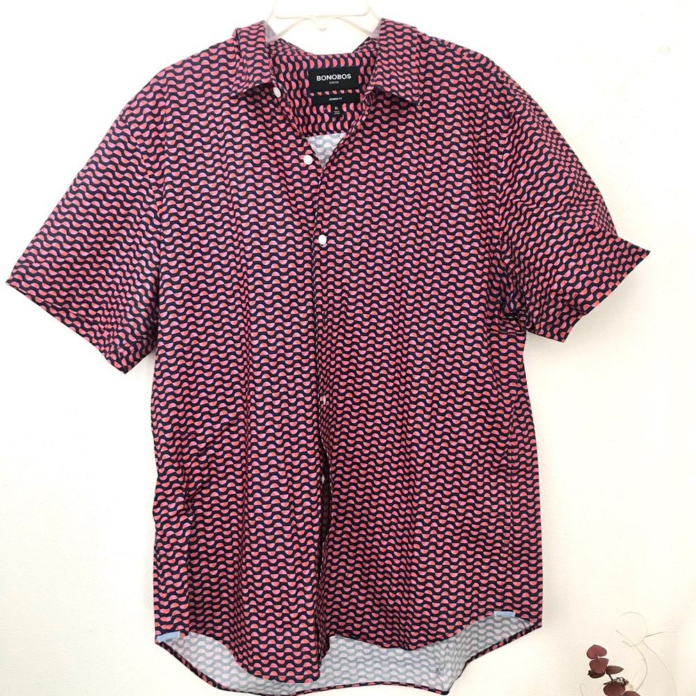 Bonobos Red and Blue Casual Button Down Shirt